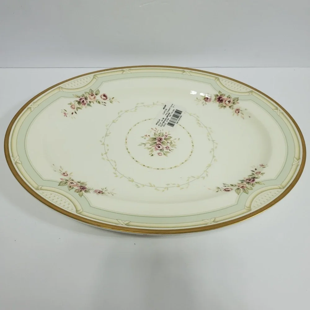 Pfaltzgraff‎ Claridge American Bone China Serving Platter White Floral Gold Trim